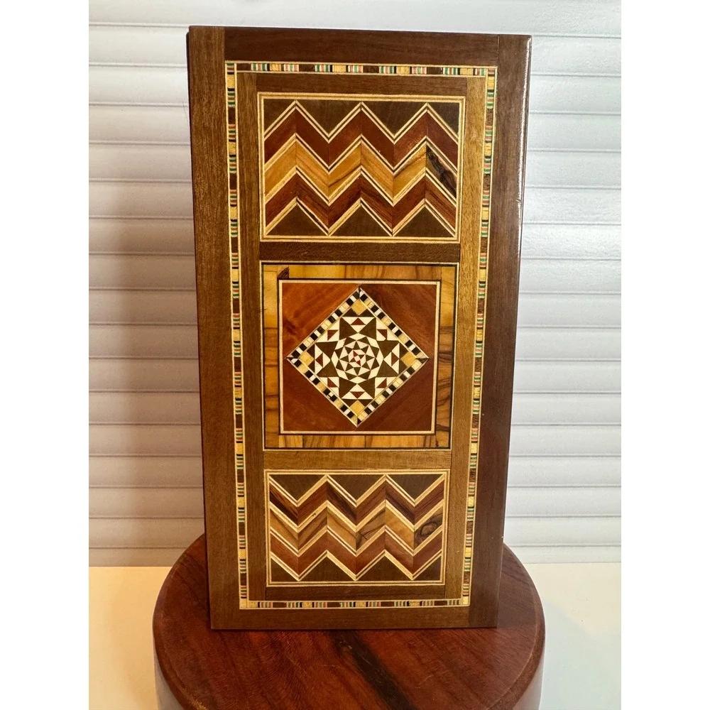 Vintage Syrian Marquetry Wood Inlaid Address Book Mosaic Handmade Wood Book‎